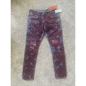 Rock Revival Elroy Skinny Moto S202 Mens Acid Wash Biker Jeans Pant Size 32 225$